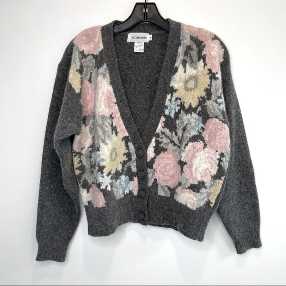 Vintage JH Collectibles Angora Wool Blend Cardigan Sweater - Picture 2 of 8